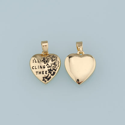 18K Gold Filled Retro Heart Pendant,Enamel letter Charm Bracelet Necklace for DIY Jewelry Making Supply