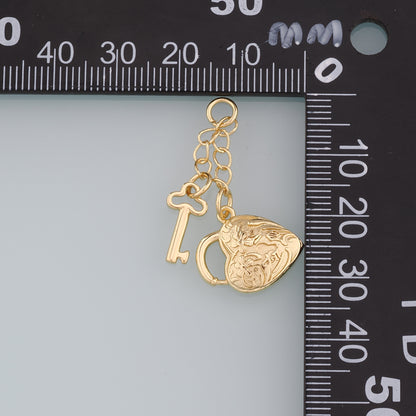 Gold Key Lock Charms,18K Gold Filled Retro Heart Lock Pendant,Key Charm Bracelet Necklace for DIY Jewelry Making Supply