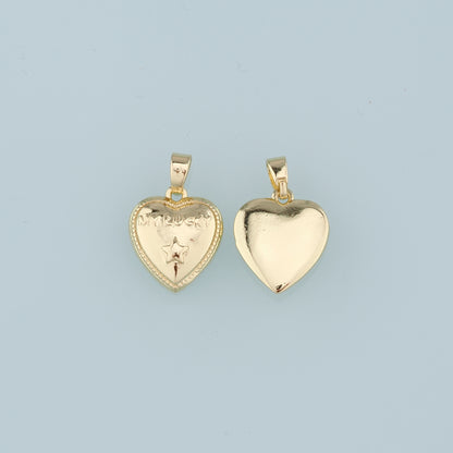 18K Gold Filled Retro Heart Pendant,Star Charm Bracelet Necklace for DIY Jewelry Making Supply