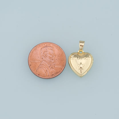 18K Gold Filled Retro Heart Pendant,Star Charm Bracelet Necklace for DIY Jewelry Making Supply