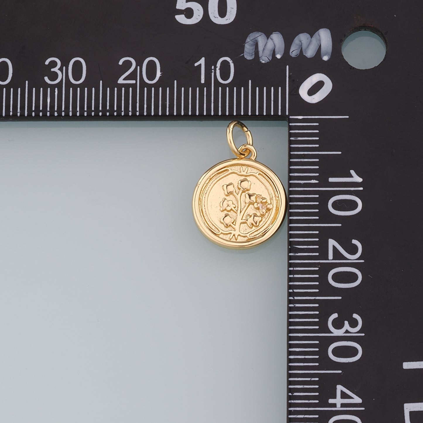 18K Gold Filled Round Flower Pendant,Flower Charm Bracelet Necklace for DIY Jewelry Making Supply
