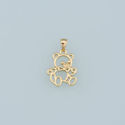Gold Teddy Bear Charms,18K Gold Filled Teddy Bear Pendant,Cute Bear Charm Bracelet Necklace for DIY Jewelry Making Supply