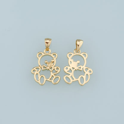 Gold Teddy Bear Charms,18K Gold Filled Teddy Bear Pendant,Cute Bear Charm Bracelet Necklace for DIY Jewelry Making Supply