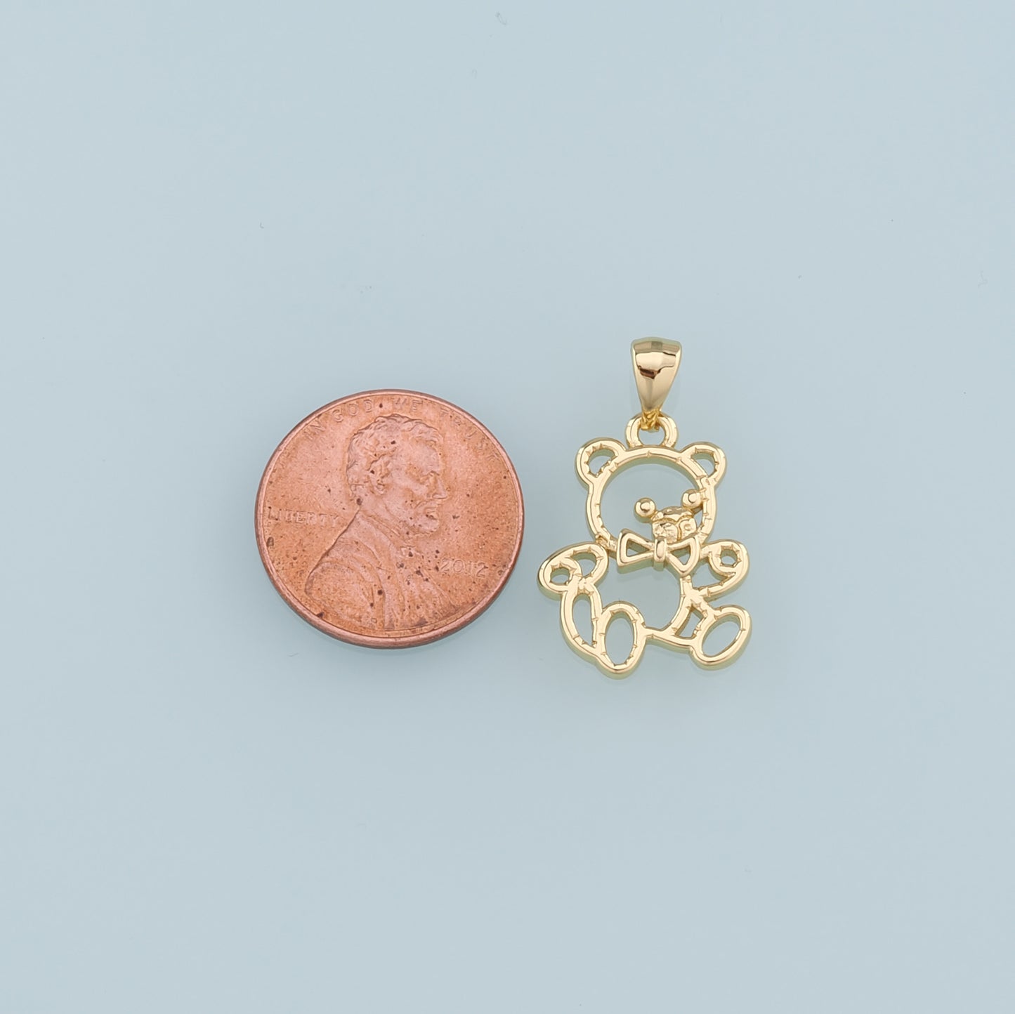 Gold Teddy Bear Charms,18K Gold Filled Teddy Bear Pendant,Cute Bear Charm Bracelet Necklace for DIY Jewelry Making Supply