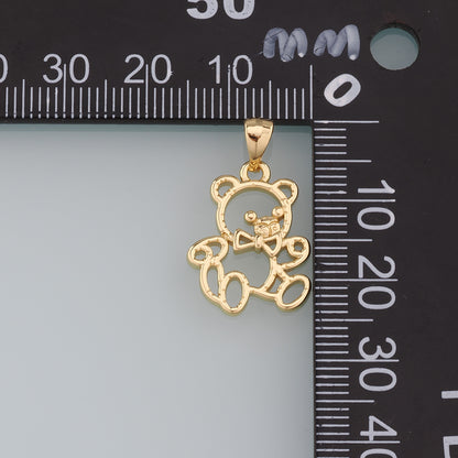 Gold Teddy Bear Charms,18K Gold Filled Teddy Bear Pendant,Cute Bear Charm Bracelet Necklace for DIY Jewelry Making Supply