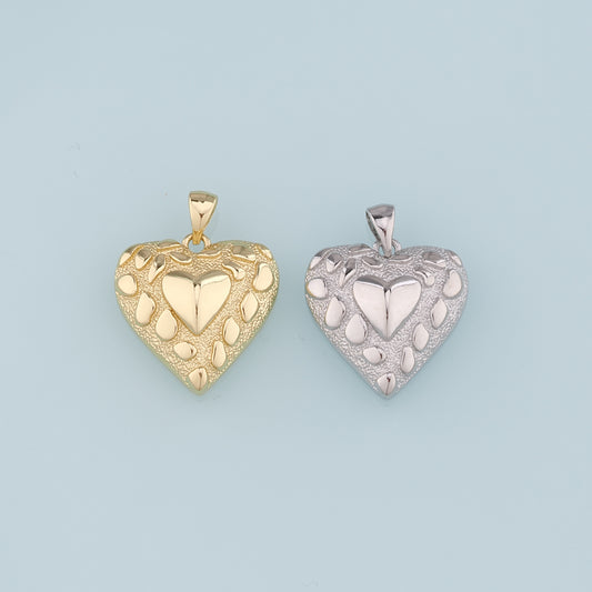 18K Gold Filled Heart Pendant,Heart Charm Bracelet Necklace for DIY Jewelry Making Supply