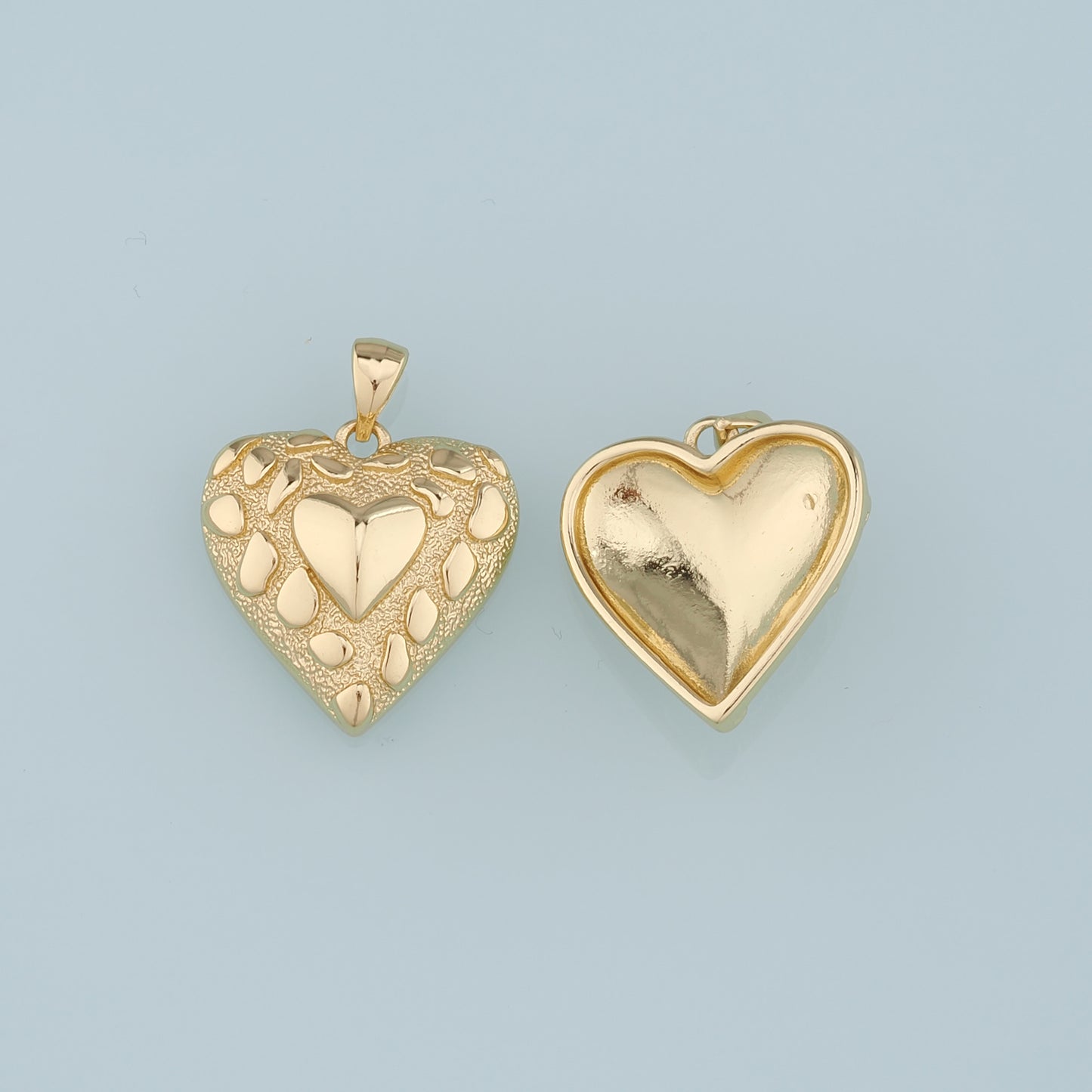 18K Gold Filled Heart Pendant,Heart Charm Bracelet Necklace for DIY Jewelry Making Supply