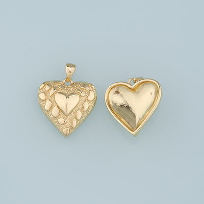 18K Gold Filled Heart Pendant,Heart Charm Bracelet Necklace for DIY Jewelry Making Supply