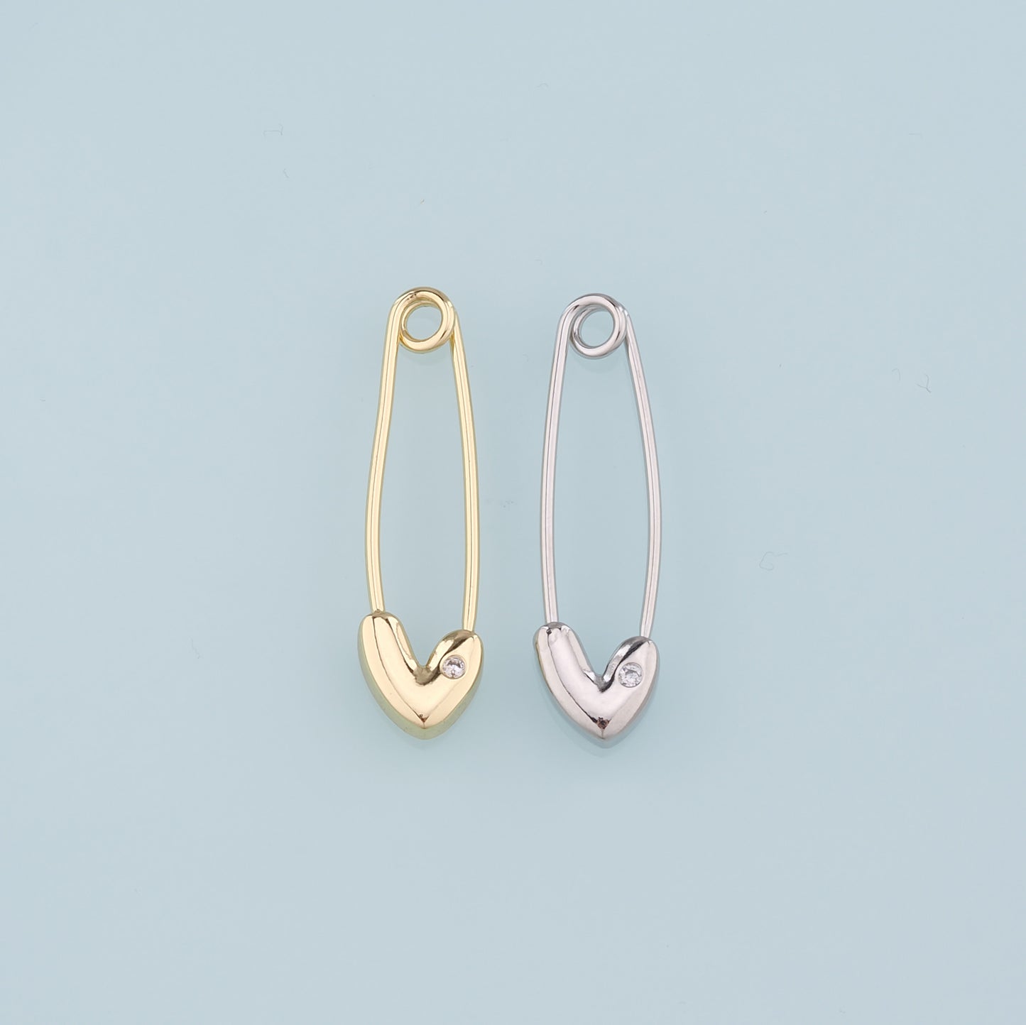 18K Gold Filled Paper Clip Pendant,CZ Micro Pave Paper Clip Charm Bracelet Necklace for DIY Jewelry Making Supply