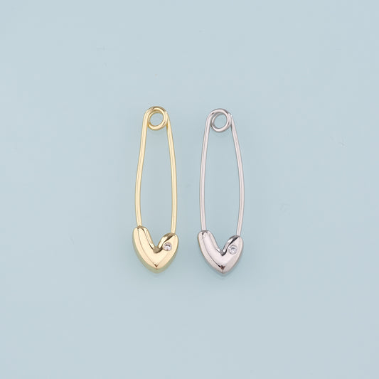 18K Gold Filled Paper Clip Pendant,CZ Micro Pave Paper Clip Charm Bracelet Necklace for DIY Jewelry Making Supply