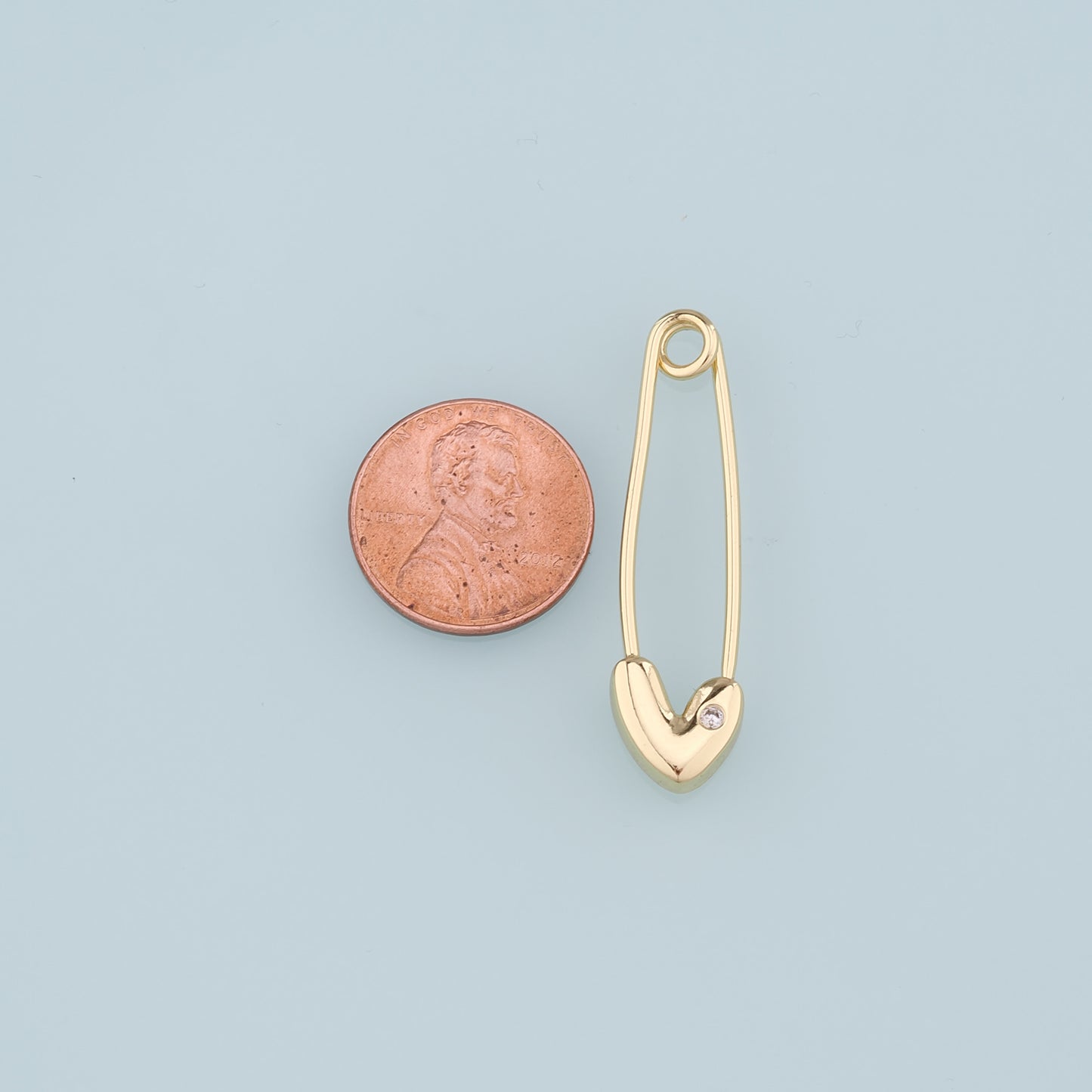 18K Gold Filled Paper Clip Pendant,CZ Micro Pave Paper Clip Charm Bracelet Necklace for DIY Jewelry Making Supply