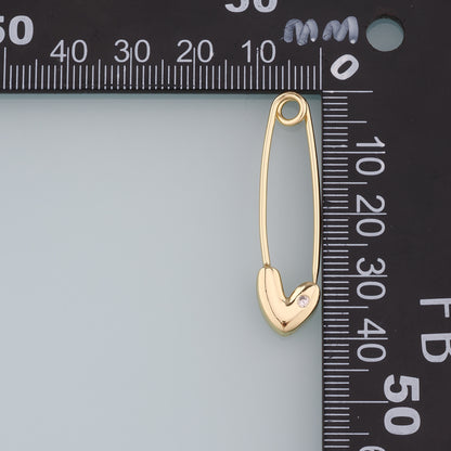 18K Gold Filled Paper Clip Pendant,CZ Micro Pave Paper Clip Charm Bracelet Necklace for DIY Jewelry Making Supply