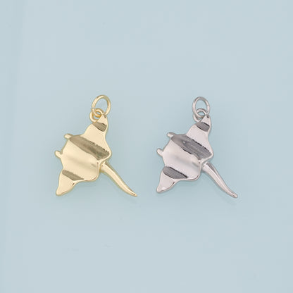 18K Gold Filled Manta Ray Pendant,Dainty Manta Ray Charm Bracelet Necklace for DIY Jewelry Making Supply