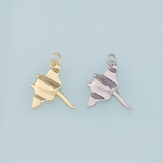 18K Gold Filled Manta Ray Pendant,Dainty Manta Ray Charm Bracelet Necklace for DIY Jewelry Making Supply