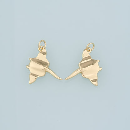 18K Gold Filled Manta Ray Pendant,Dainty Manta Ray Charm Bracelet Necklace for DIY Jewelry Making Supply