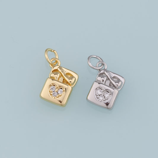 18K Gold Filled Earphone Pendant,CZ Micro Pave Earphone Charm Bracelet Necklace for DIY Jewelry Making Supply