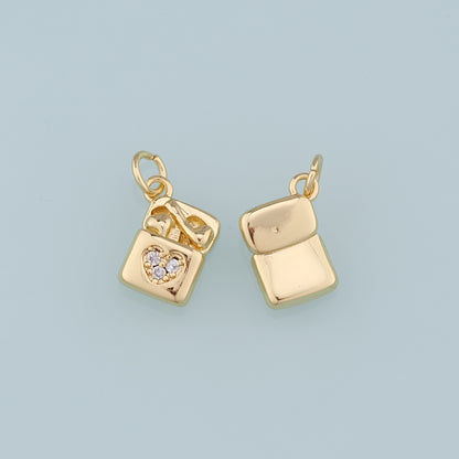 18K Gold Filled Earphone Pendant,CZ Micro Pave Earphone Charm Bracelet Necklace for DIY Jewelry Making Supply