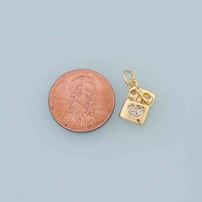 18K Gold Filled Earphone Pendant,CZ Micro Pave Earphone Charm Bracelet Necklace for DIY Jewelry Making Supply