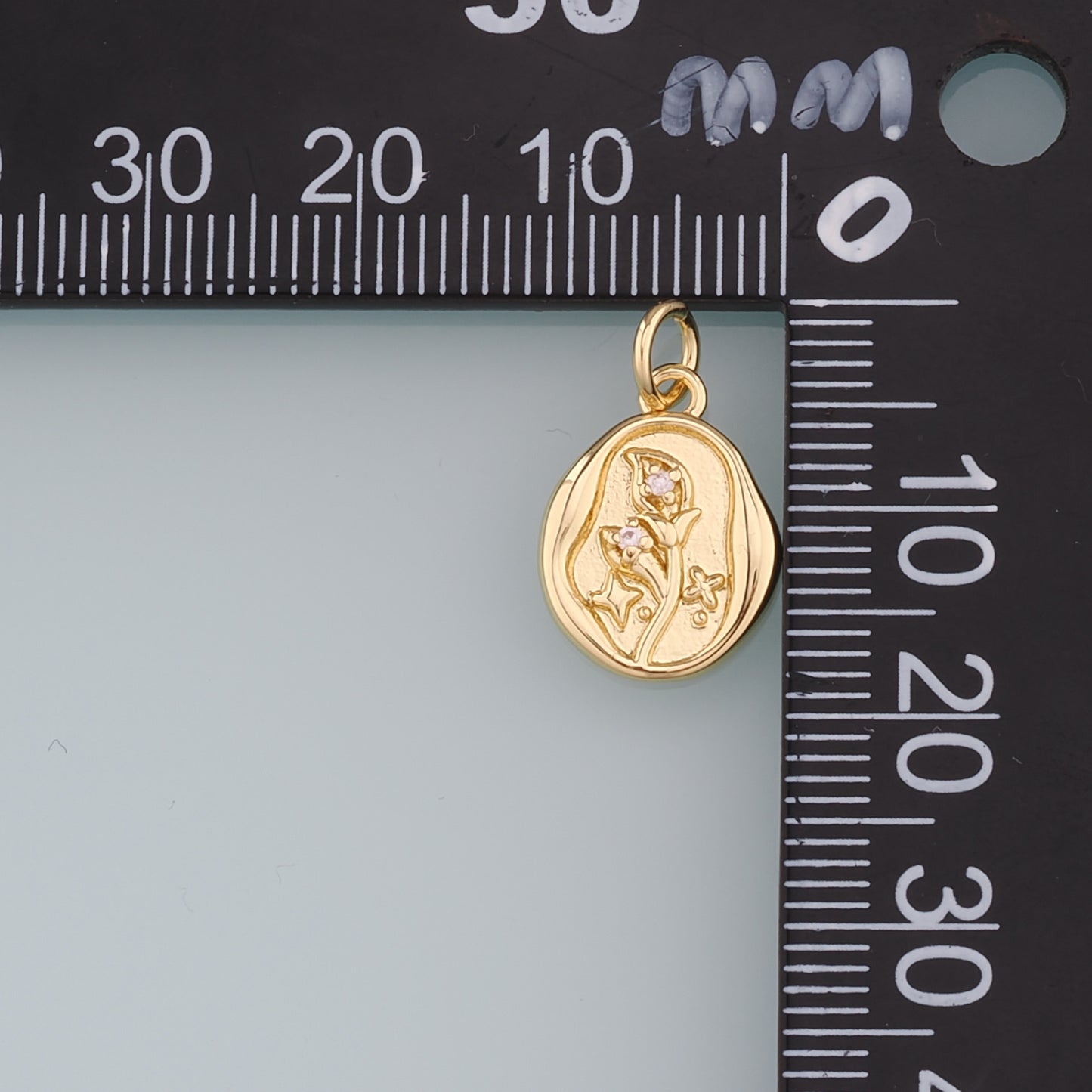 18K Gold Filled Flower Pendant,CZ Micro Pave Tulip Charm Bracelet Necklace for DIY Jewelry Making Supply