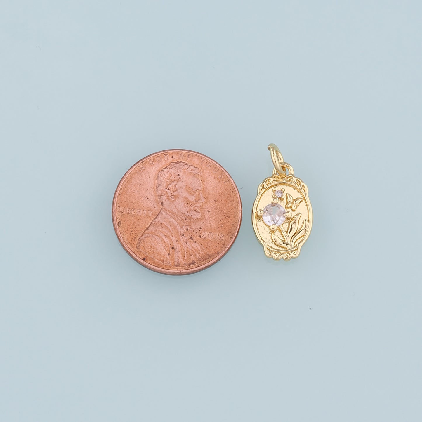 18K Gold Filled CZ Flower Pendant,Butterfly Charm Bracelet Necklace for DIY Jewelry Making Supply