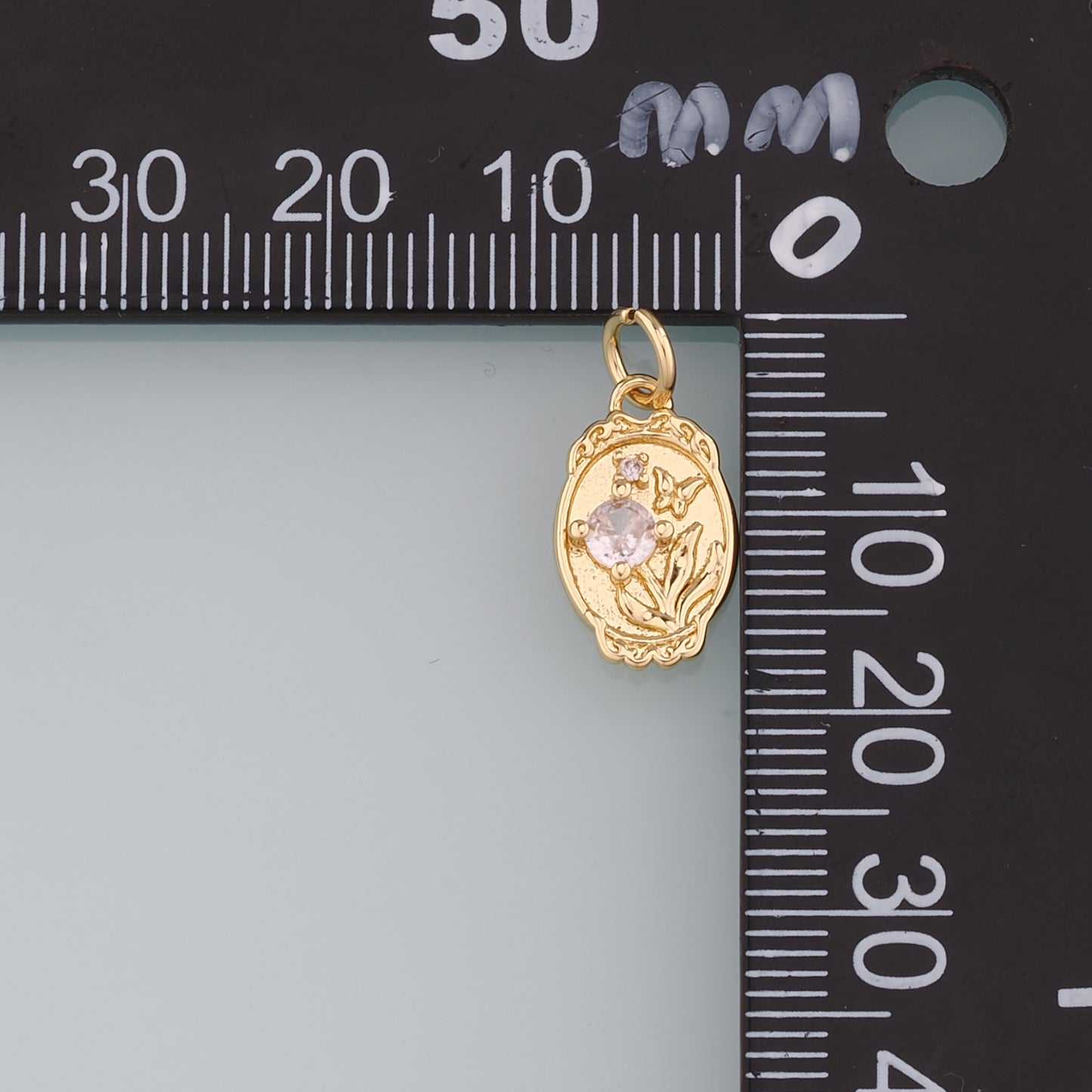 18K Gold Filled CZ Flower Pendant,Butterfly Charm Bracelet Necklace for DIY Jewelry Making Supply