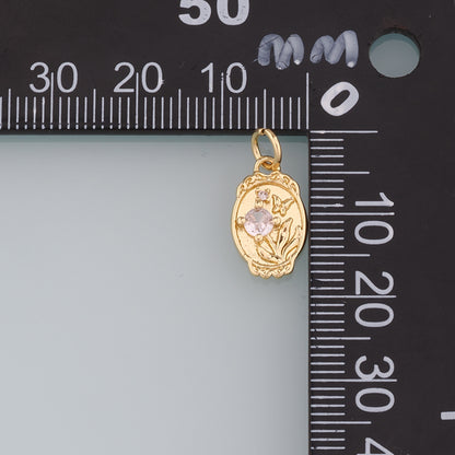 18K Gold Filled CZ Flower Pendant,Butterfly Charm Bracelet Necklace for DIY Jewelry Making Supply