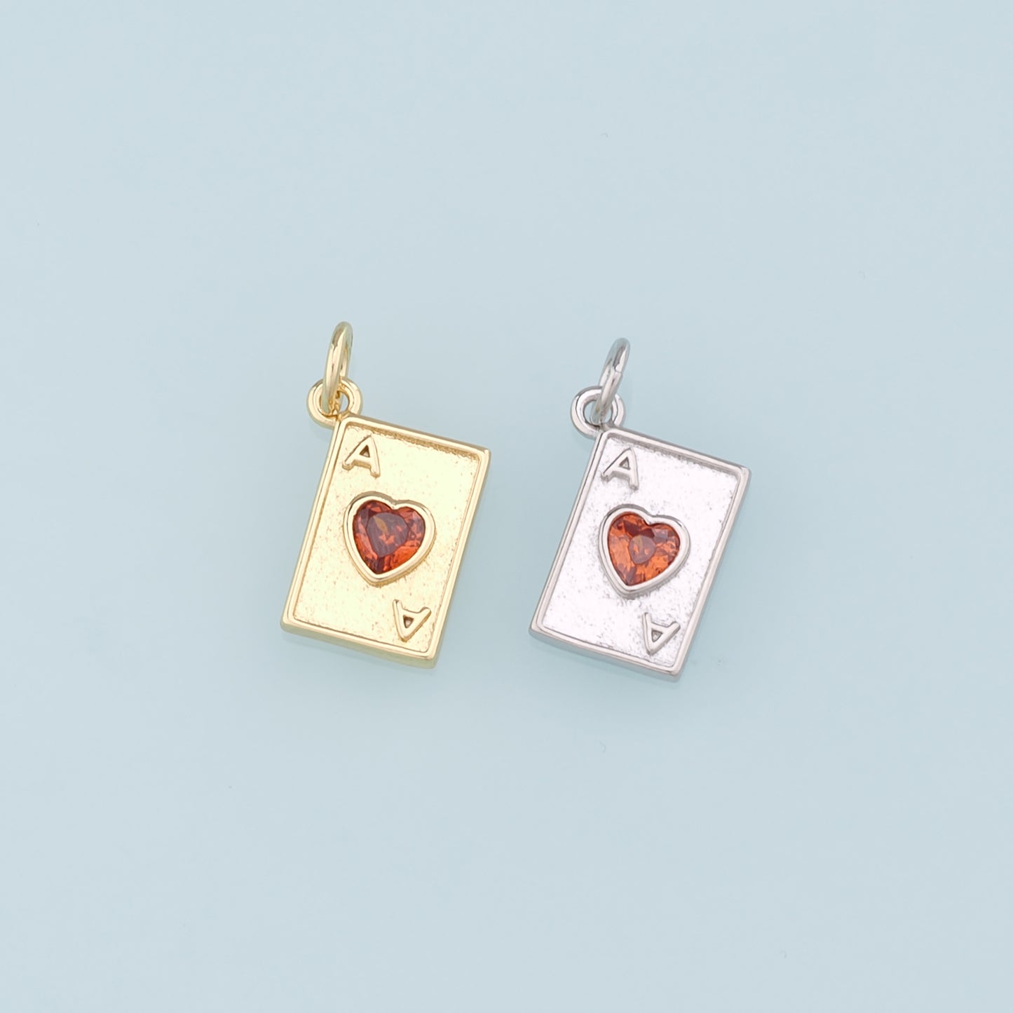 Gold Poker Charms,18K Gold Filled Poker Pendant,Playing Card Charm Bracelet Necklace for DIY Jewelry Making Supply