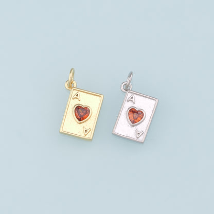 Gold Poker Charms,18K Gold Filled Poker Pendant,Playing Card Charm Bracelet Necklace for DIY Jewelry Making Supply