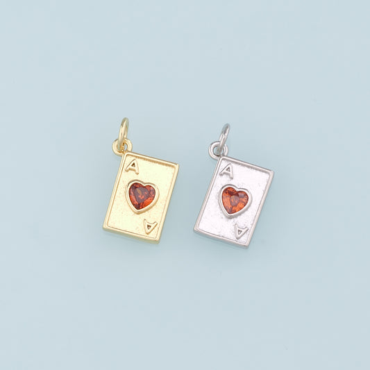 Gold Poker Charms,18K Gold Filled Poker Pendant,Playing Card Charm Bracelet Necklace for DIY Jewelry Making Supply