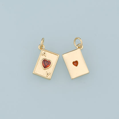 Gold Poker Charms,18K Gold Filled Poker Pendant,Playing Card Charm Bracelet Necklace for DIY Jewelry Making Supply
