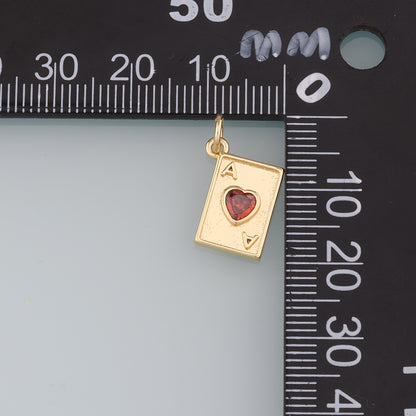 Gold Poker Charms,18K Gold Filled Poker Pendant,Playing Card Charm Bracelet Necklace for DIY Jewelry Making Supply