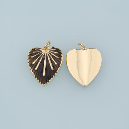 18K Gold Filled Heart Pendant,Enamel Heart Charm Bracelet Necklace for DIY Jewelry Making Supply
