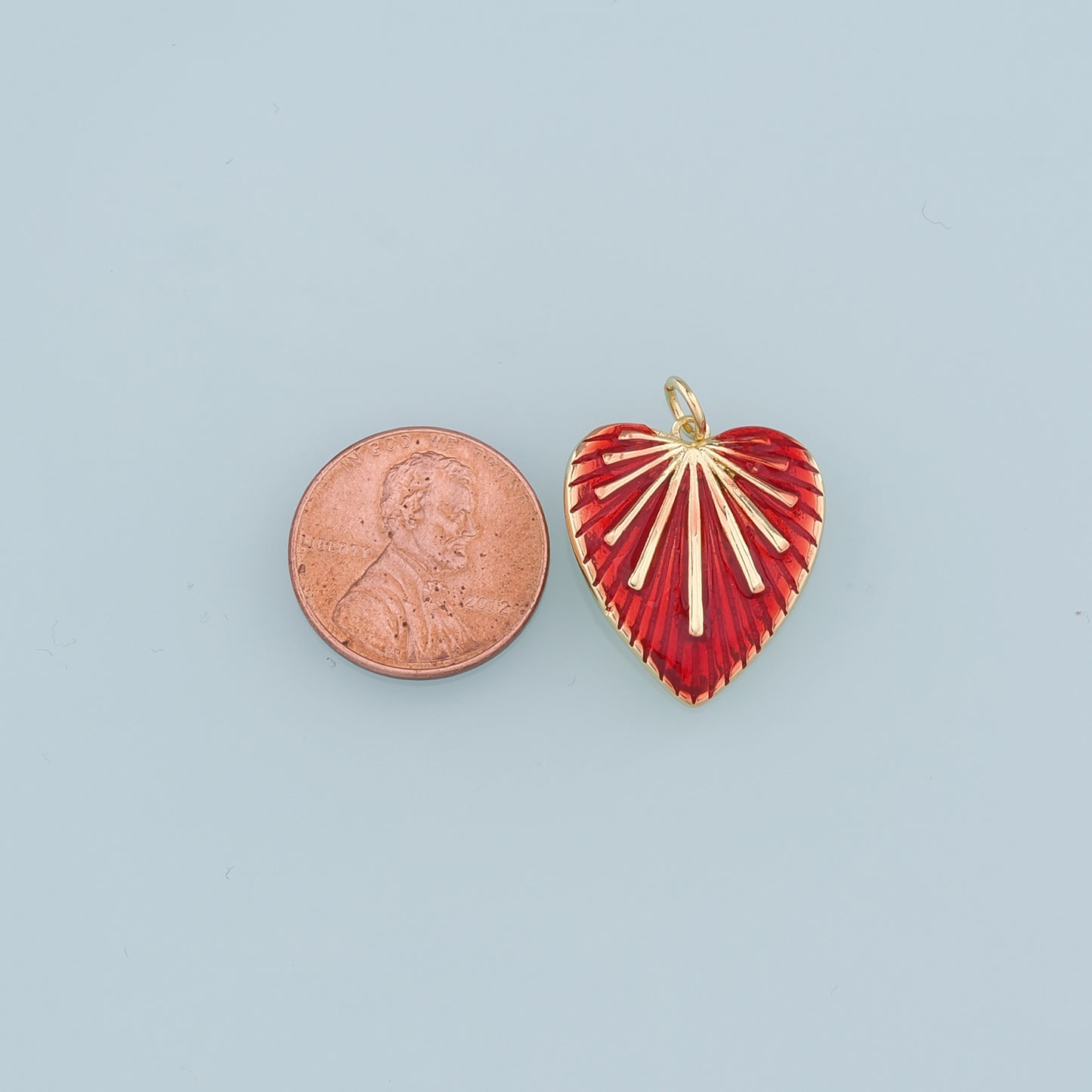 18K Gold Filled Heart Pendant,Enamel Heart Charm Bracelet Necklace for DIY Jewelry Making Supply