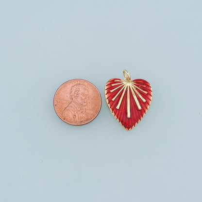 18K Gold Filled Heart Pendant,Enamel Heart Charm Bracelet Necklace for DIY Jewelry Making Supply