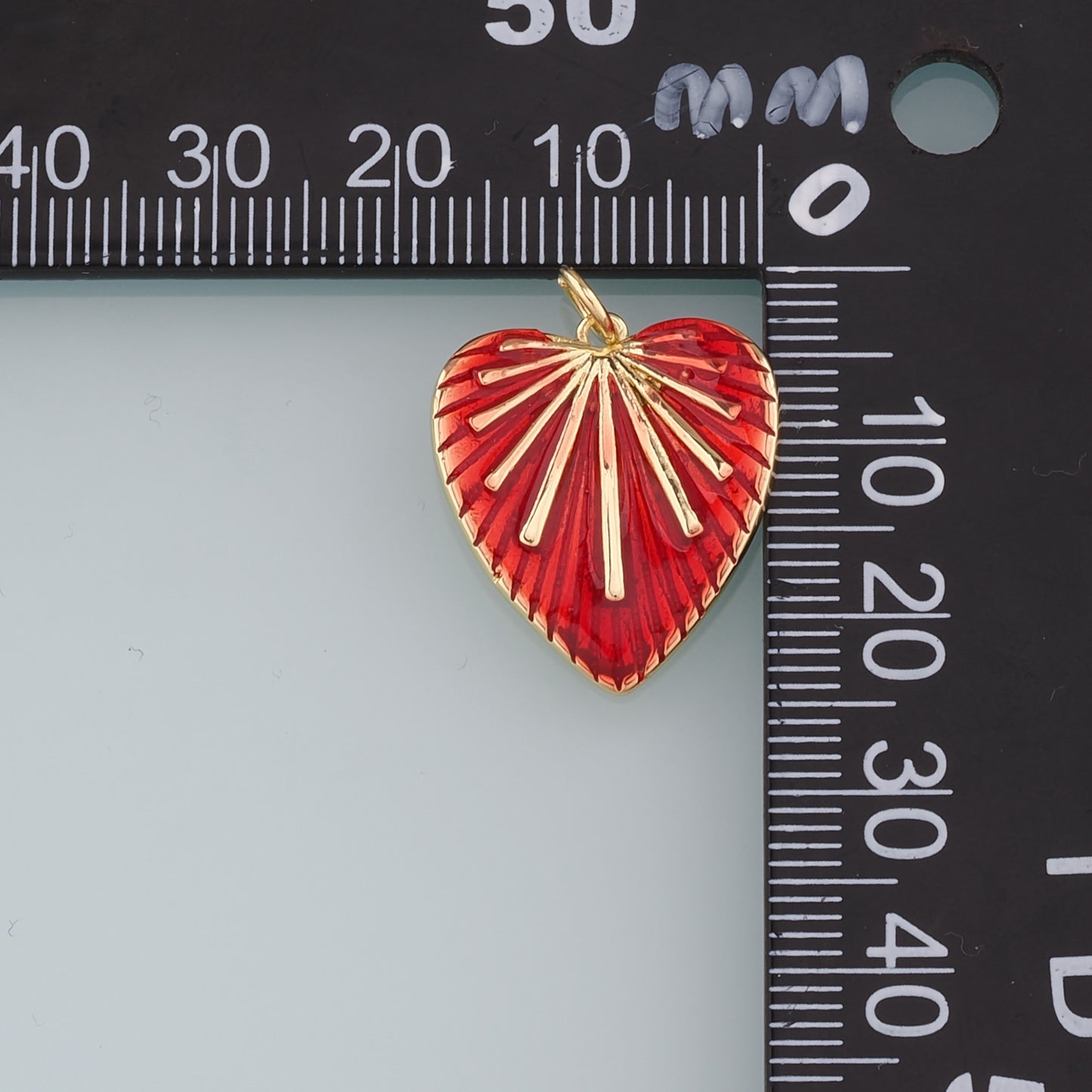 18K Gold Filled Heart Pendant,Enamel Heart Charm Bracelet Necklace for DIY Jewelry Making Supply