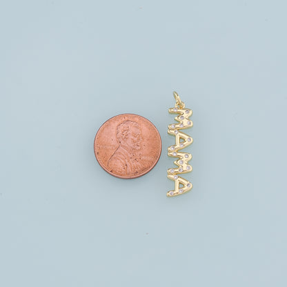 18K Gold Filled Mama Pendant,CZ Mama Charm Bracelet Necklace for DIY Jewelry Making Supply