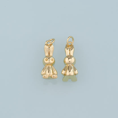 Gold Rabbit Charms,18K Gold Filled Rabbit Pendant,Animal Charm Bracelet Necklace for DIY Jewelry Making Supply