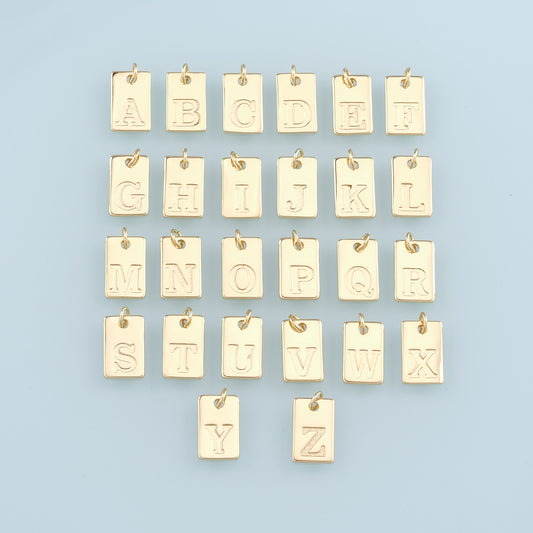 Gold letter Charms,18K Gold Filled letter Pendant,Initial Charm Bracelet Necklace for DIY Jewelry Making Supply