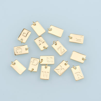 Gold letter Charms,18K Gold Filled letter Pendant,Initial Charm Bracelet Necklace for DIY Jewelry Making Supply