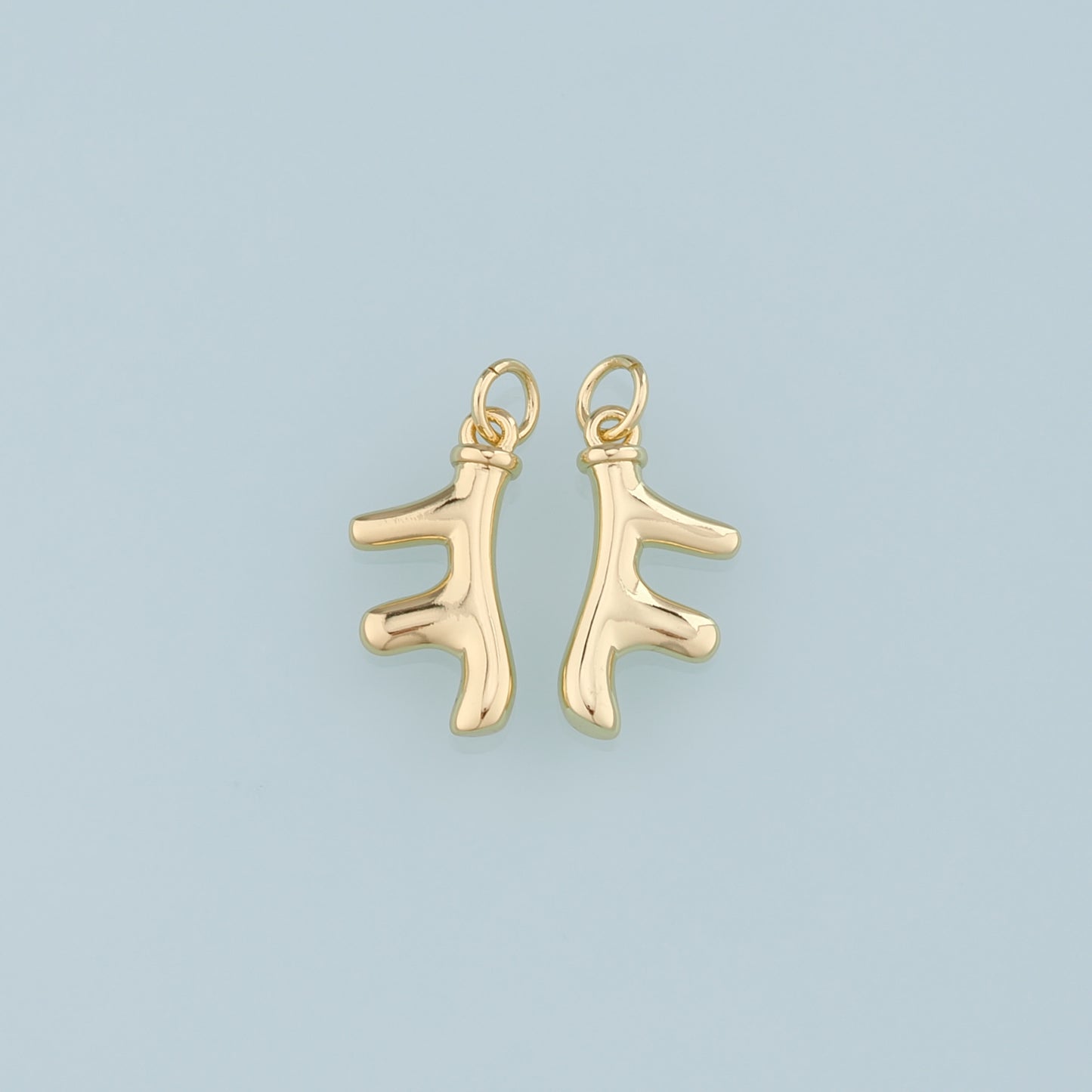 Gold Antler Charms,18K Gold Filled Antler Pendant,Elk Horn Charm Bracelet Necklace for DIY Jewelry Making Supply