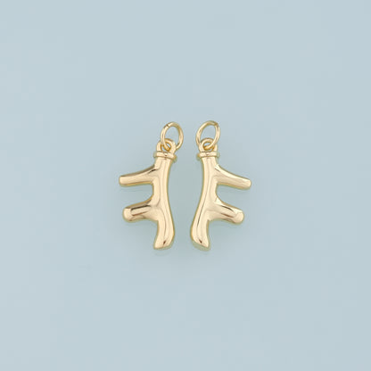 Gold Antler Charms,18K Gold Filled Antler Pendant,Elk Horn Charm Bracelet Necklace for DIY Jewelry Making Supply