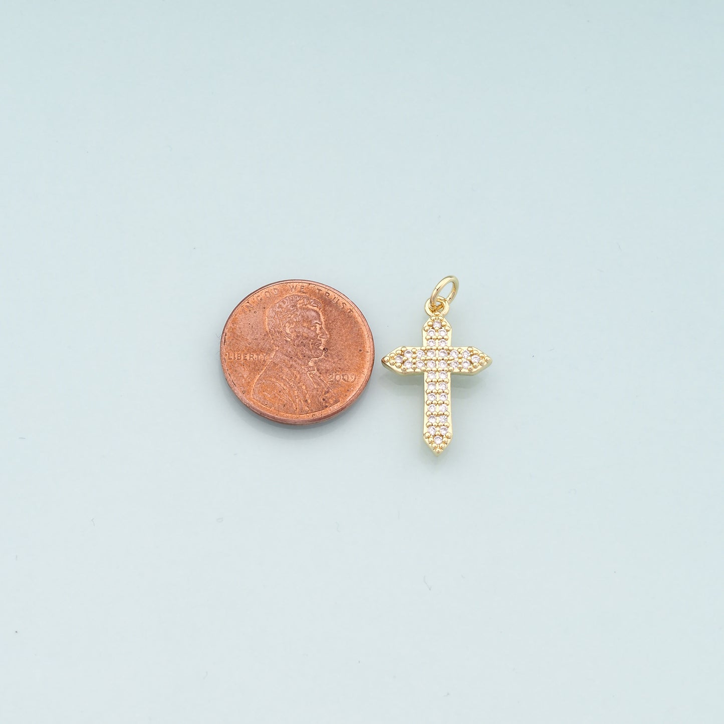 Gold Cross Charms,18K Gold Filled Cross Pendant,CZ Micro Pave Religion Charm Bracelet Necklace for DIY Jewelry Making Supply
