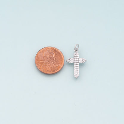 Gold Cross Charms,18K Gold Filled Cross Pendant,CZ Micro Pave Religion Charm Bracelet Necklace for DIY Jewelry Making Supply