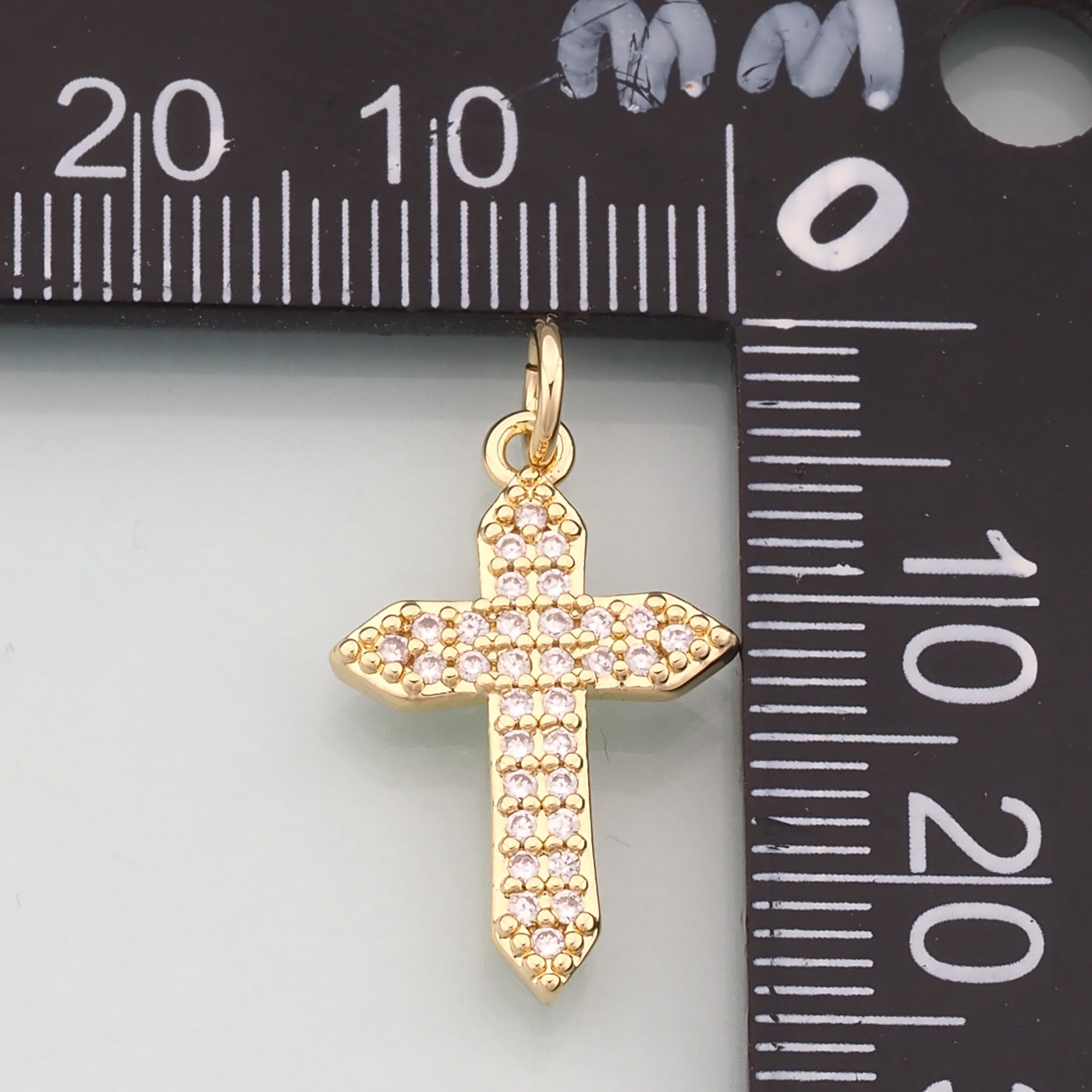 Gold Cross Charms,18K Gold Filled Cross Pendant,CZ Micro Pave Religion Charm Bracelet Necklace for DIY Jewelry Making Supply