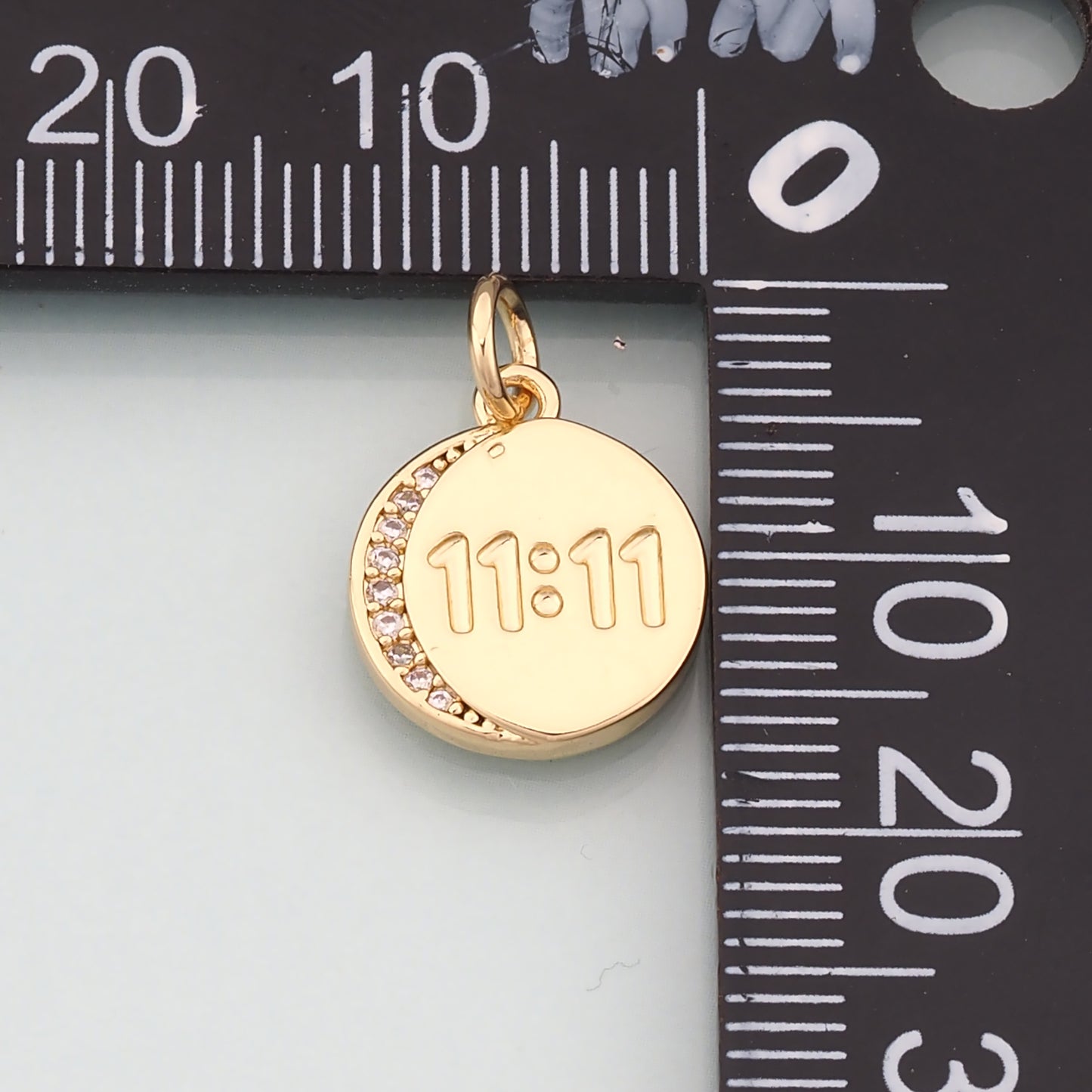 18K Gold Filled 11:11 Charm,CZ Micro Pave Angel Numbers Charm Bracelet Necklace for DIY Jewelry Making Supply