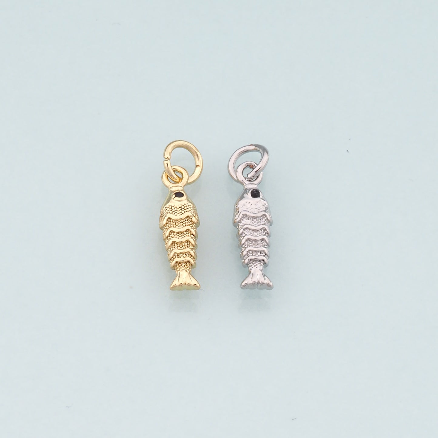 Gold Fish Charms,18K Gold Filled Fish Pendant,Ocean Charm Bracelet Necklace for DIY Jewelry Making Supply