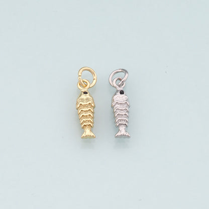 Gold Fish Charms,18K Gold Filled Fish Pendant,Ocean Charm Bracelet Necklace for DIY Jewelry Making Supply