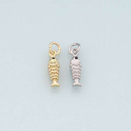 Gold Fish Charms,18K Gold Filled Fish Pendant,Ocean Charm Bracelet Necklace for DIY Jewelry Making Supply