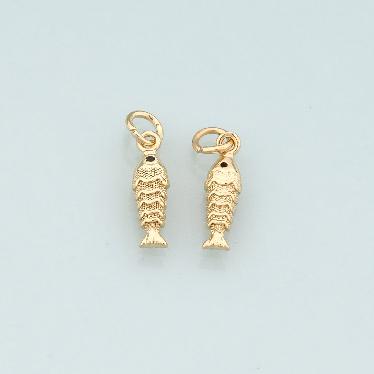 Gold Fish Charms,18K Gold Filled Fish Pendant,Ocean Charm Bracelet Necklace for DIY Jewelry Making Supply