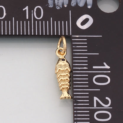 Gold Fish Charms,18K Gold Filled Fish Pendant,Ocean Charm Bracelet Necklace for DIY Jewelry Making Supply
